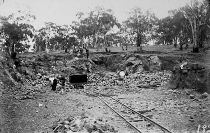 Mugga Quarry showing light railway and skip