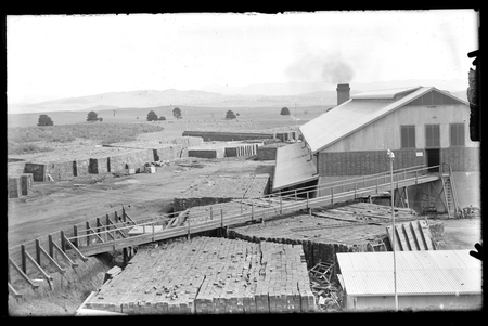  Yarralumla brickworks showing kilns and brick storage stacks.