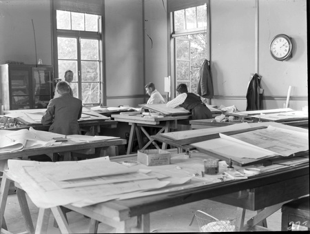  Draftsmen's office with four  draftsmen at the Acton Offices of the FCC