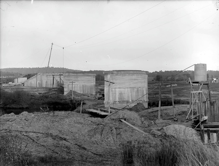 Commonwealth Avenue Bridge under construction before installation of the span trusses