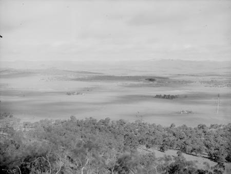 Panorama from Mount Ainslie looking south. St Johns church left of centre.