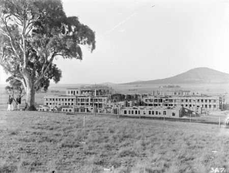Parliament House under construction from Camp Hill.