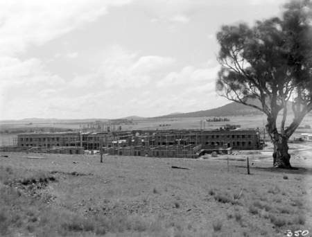Parliament House under construction from Camp Hill.