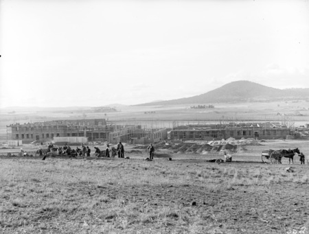 Parliament House under construction, from Camp Hill.