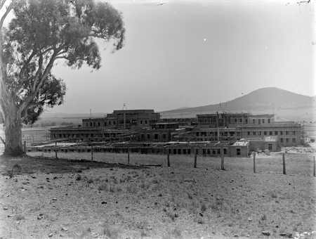 Parliament House under construction, from Camp Hill.