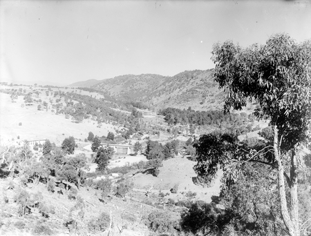 Murrumbidgee River Bridge and Cotter Pump House, from the west.