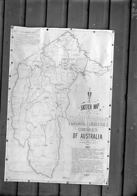 Photograph of sketch map of the Federal Territory, Commonwealth of Australia.