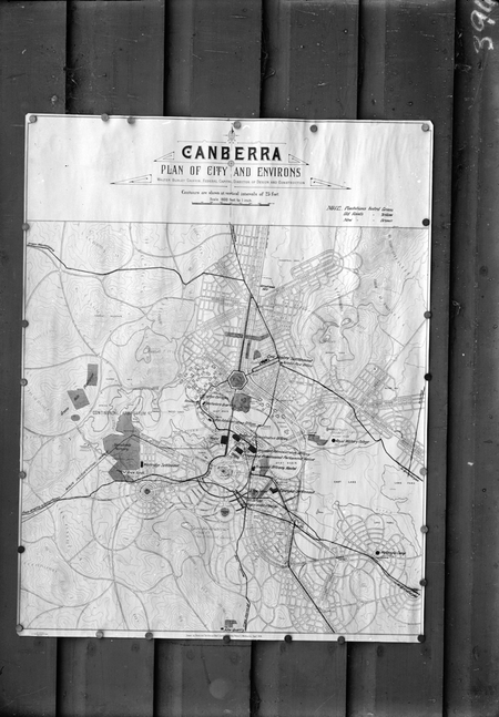 Photograph of 'Canberra Plan of City and Environs' by Walter Burley Griffin.