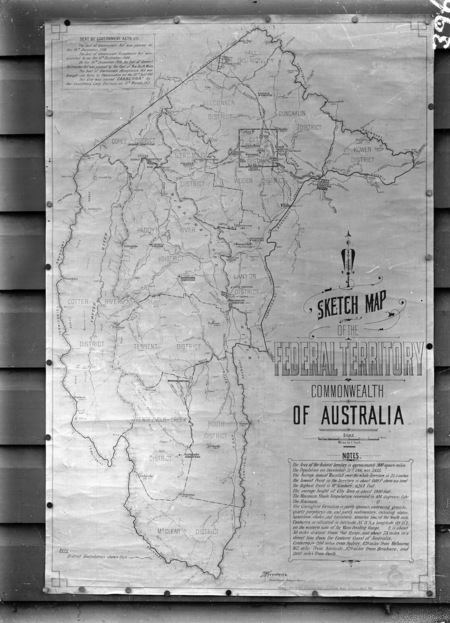 Photograph of sketch map of the Federal Territory, Commonwealth of Australia.