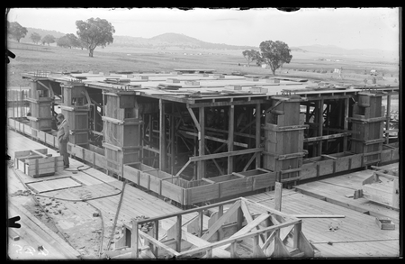 Parliament House under construction showing form work.
