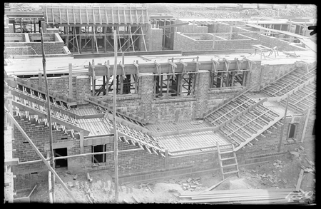 Detail of Parliament House under construction.