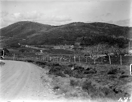 Distant view of Hotel Kosciusko from the north