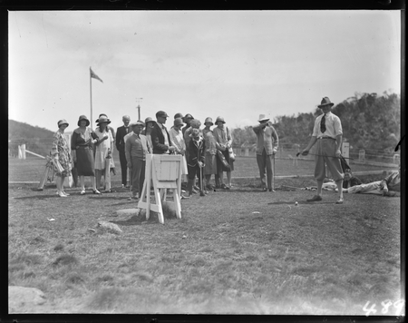 Golfers at the first tee. Royal Canberra Golf Course.