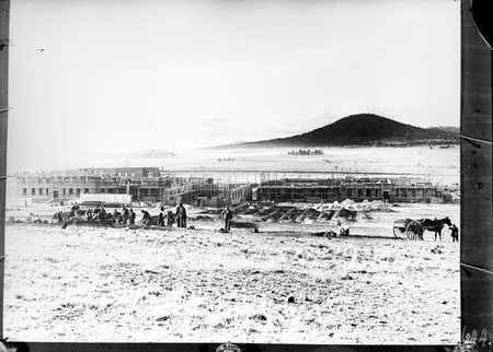Parliament House under construction from Camp Hill