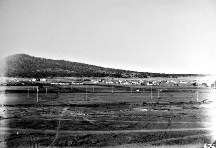 Kingston area from Russell Hill showing railway bridge damaged in 1923 floods