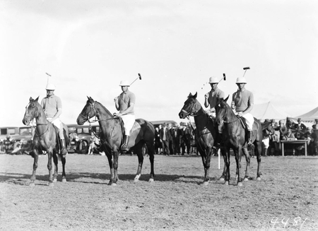 Polo team and spectators, Campbell Park.