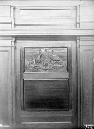 Coat of Arms and panelling in Parliament House