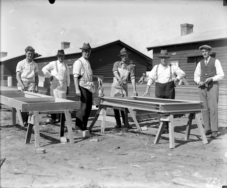 Causeway Hall six carpenters at work
