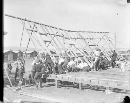 Buildings. Construction. ACT. Lifting one of the walls for the construction of the Causeway Hall in Kingston.