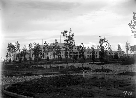 Parliament House from north west, through the trees