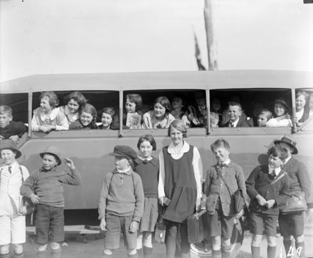 School Children and school bus.