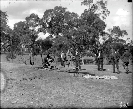 Mt Ainslie Rifle range.Sir John Butters shooting