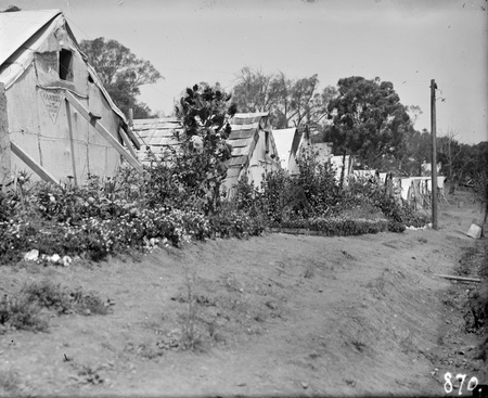 A tent camp and gardens