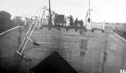 Commonwealth Avenue Bridge showing flood damage and repairs in progress