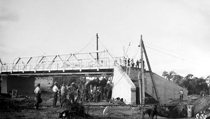 Commonwealth Avenue Bridge under repair showing construction tramway