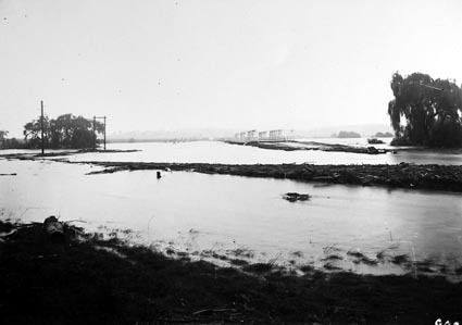 Commonwealth Avenue Bridge showing flood waters