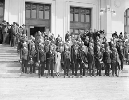 Empire Parliamentary Association delegates on the steps of Parliament House.