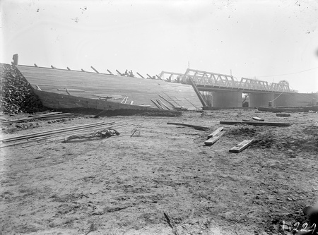 Second Commonwealth Avenue bridge showing embankment form work.