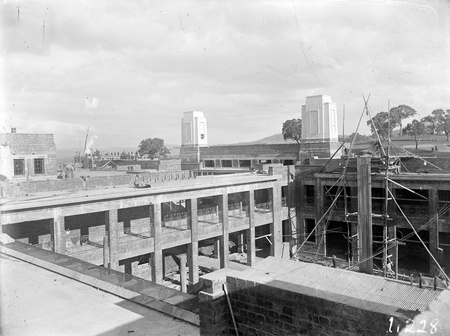 Parliament House. Senate courtyard under construction, from the north west.