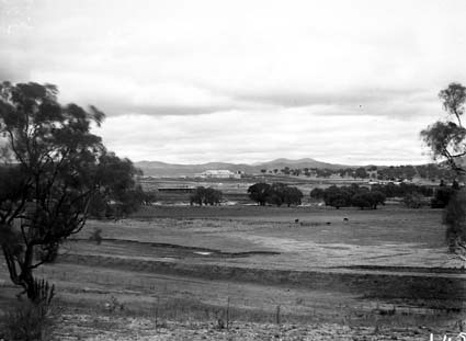 Parliament House, Hotel Canberra and Commonwealth Avenue  Bridge from Acton area