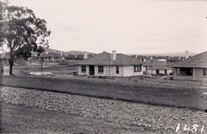 Oakley and Parkes houses under construction, Empire Circuit, Blandfordia