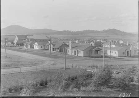 Houses in Macquarie Street Barton, Brassy House on left.
