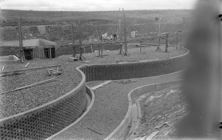 Weston Creek sewerage treatment works, trickling filters nearly complete.