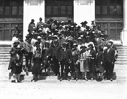 English Speaking Union NSW - During tour of Canberra by the NSW branch of the English Speaking Union, on the steps of Parliament House
