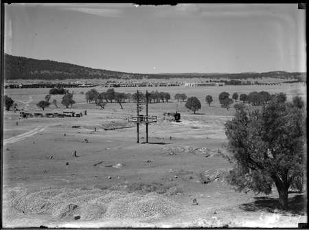 Preparation of site for CSIR, Clunies Ross Street, Acton, Black Mountain looking towards Civic Centre.