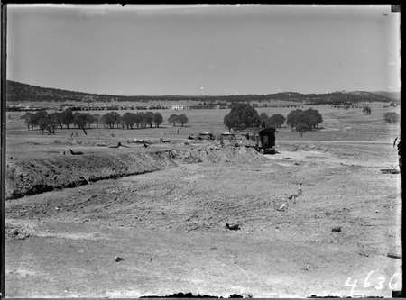 Preparation of site for CSIR, Clunies Ross Street, Acton, Black Mountain, looking towards Civic Centre.