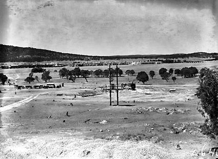 Preparation of site for CSIR, Clunies Ross Street,Acton, Black Mountain,looking towards Civic Centre
