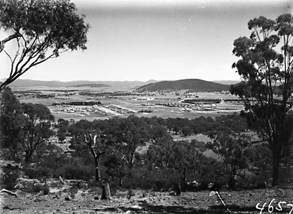 Braddon and Civic Centre from Mount Ainslie,Ainslie Hotel in foreground