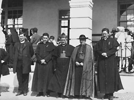  Cardinal  and clergy,L to R, Father O'Sullivan , Father Dunleavey , Bishop Dr. Barry, Cardinal Cerretti, Father  Hayden in front of St Christophers School