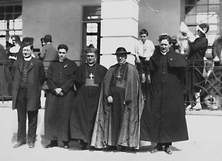  Cardinal  and clergy,L to R, Father O'Sullivan , Father Dunleavey, Bishop Dr. Barry, Cardinal Cerretti, Father   Hayden in front of St Christophers School