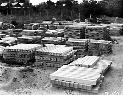Concrete fence posts in Kingston storage yard