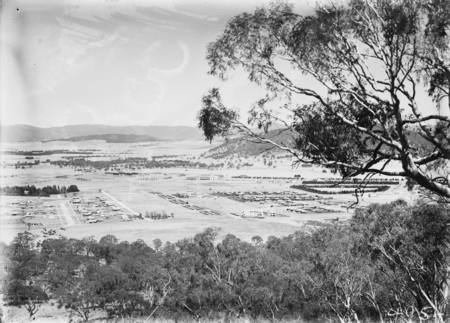 Braddon and Civic Centre from Mt Ainslie. Ainslie Hotel, Limestone Avenue in foreground.