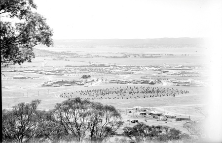 View from Red Hill over Manuka and Kingston to Duntroon. Collins Park in front
