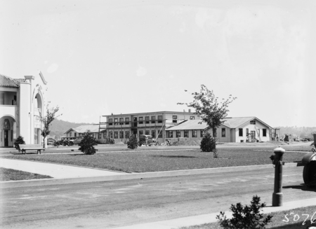 Census and Statistics building, Civic Centre under construction.