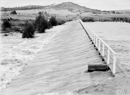 Footbridge over the weir on the Molonglo River behind the Kingston Power Station which led to Duntroon.