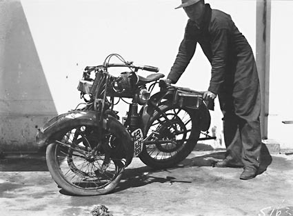 Accident between a Douglas motor cycle and a motor car, Lenane Road,  Queanbeyan.The wrecked motor cycle
